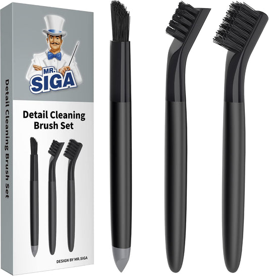 MR.SIGA Grout Cleaner Brush Set, Detail Cleaning Brush Set for Tiles, Sinks | Grout scub brush, small grout cleaning brush for crevice