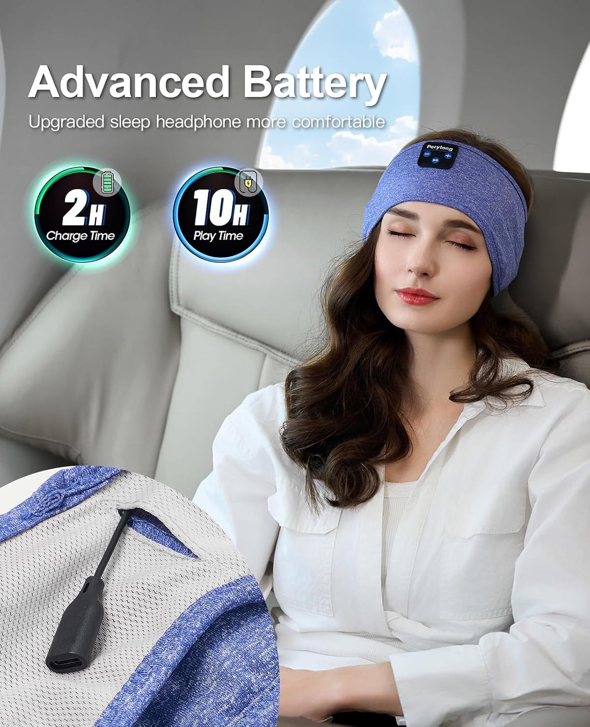 Perytong Sleep Headphones Wireless, Bluetooth Sports Headband Headphones with Ultra-Thin HD Stereo Speakers Perfect for Sleeping,Workout,Jogging,Yoga,Insomnia, Air Travel, Meditation (Grey)