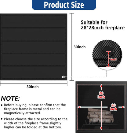36"x24" Fireplace Cover, Magnetic Fireplace Blocker Blanket Stop Heat Loss | Indoor Fireplace Draft Stopper Save Energy, Magnetic Fireplace Draft Cover for Iron Fireplace Frame