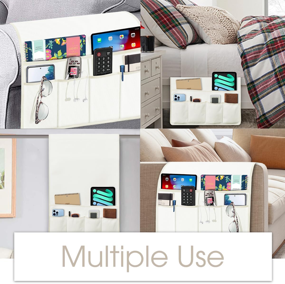 Joywell Remote Caddy Couch Remote Control Holder for Recliner Sofa Armrest Organizer Non Slip Arm Chair Caddie with 6 Pocket Storage for Magazine, Tablet, Phone, iPad, Black