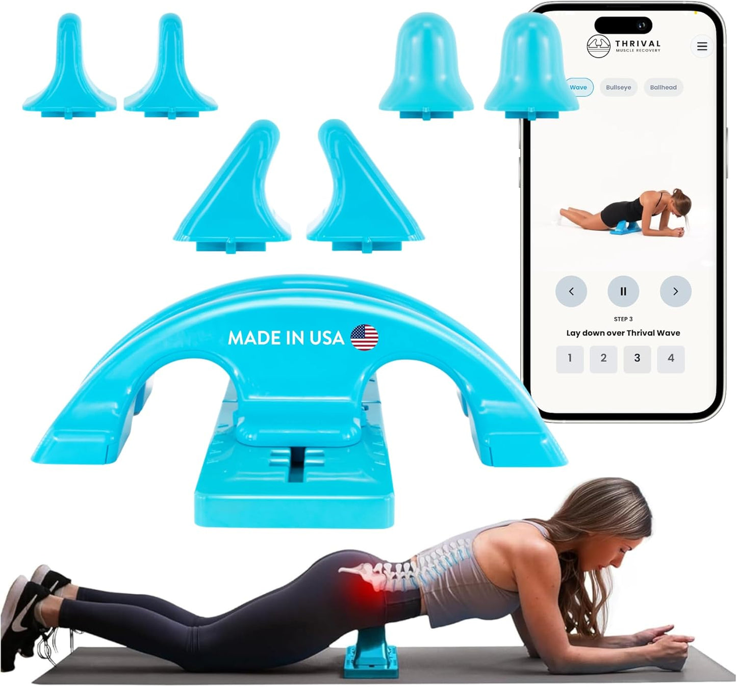 Arch Back Stretcher, Psoas Muscle Release Tool, Carbon Black | Fully Adjustable, Thrival App Compatible, Trigger Point Relief