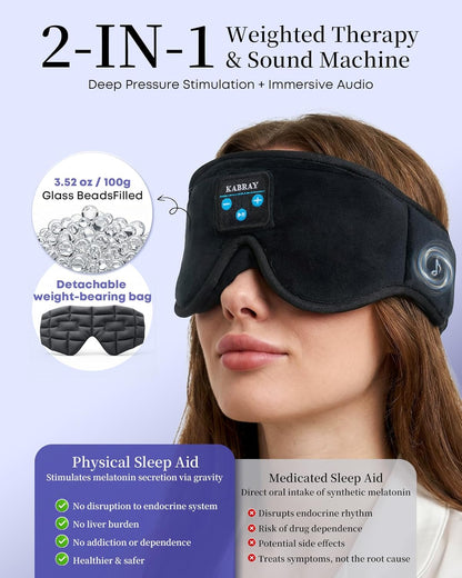 Sleep Mask Bluetooth Sleeping Headphones, 3D Contoured Gentle Pressure Sleep Mask Headphones Wireless with Ultra-Thin HD Stereo Speakers,Perfect for Side Sleepers,Naps,Yoga, Air Travel,Cool Gadgets