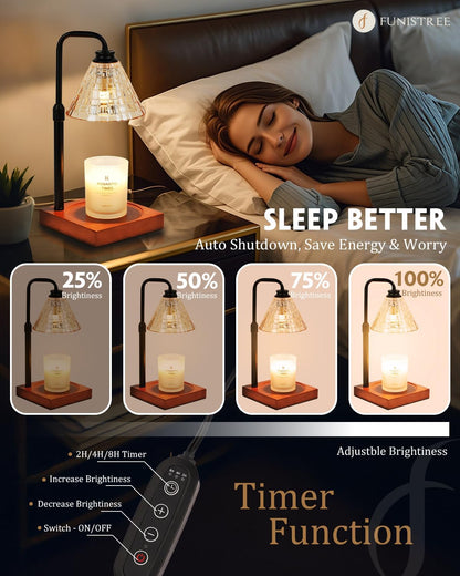 Modern Candle Warmer Lamp with Timer, Dimmable Candle Lamp Warmer, Mothers Day Birthday Gifts for Women Men, Black Candle Warmer, Adjustable Candle Light Warmer, Cozy Living Room Bedroom Home Decor