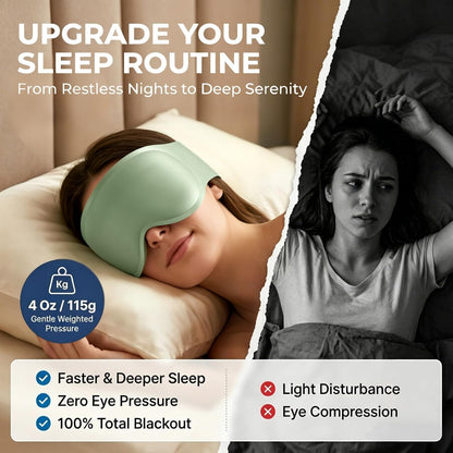 100% Blackout Weighted Sleep Mask: 3D Contoured Eye Mask with Full Coverage for Lash Extension - Soft Memory Foam,Adjustable Size - Eye Cover for Airplane Travel Essential,Meditation Blindfold
