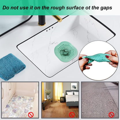 Bovinde Hair Drain Catcher,Square Cover for Shower 2 Pack (Black) | Drainer Cover Silicone Hair Stopper with Suction Cups,Protector Accessories,Easy to Install Suit for Bathroom,Bathtub,Sink