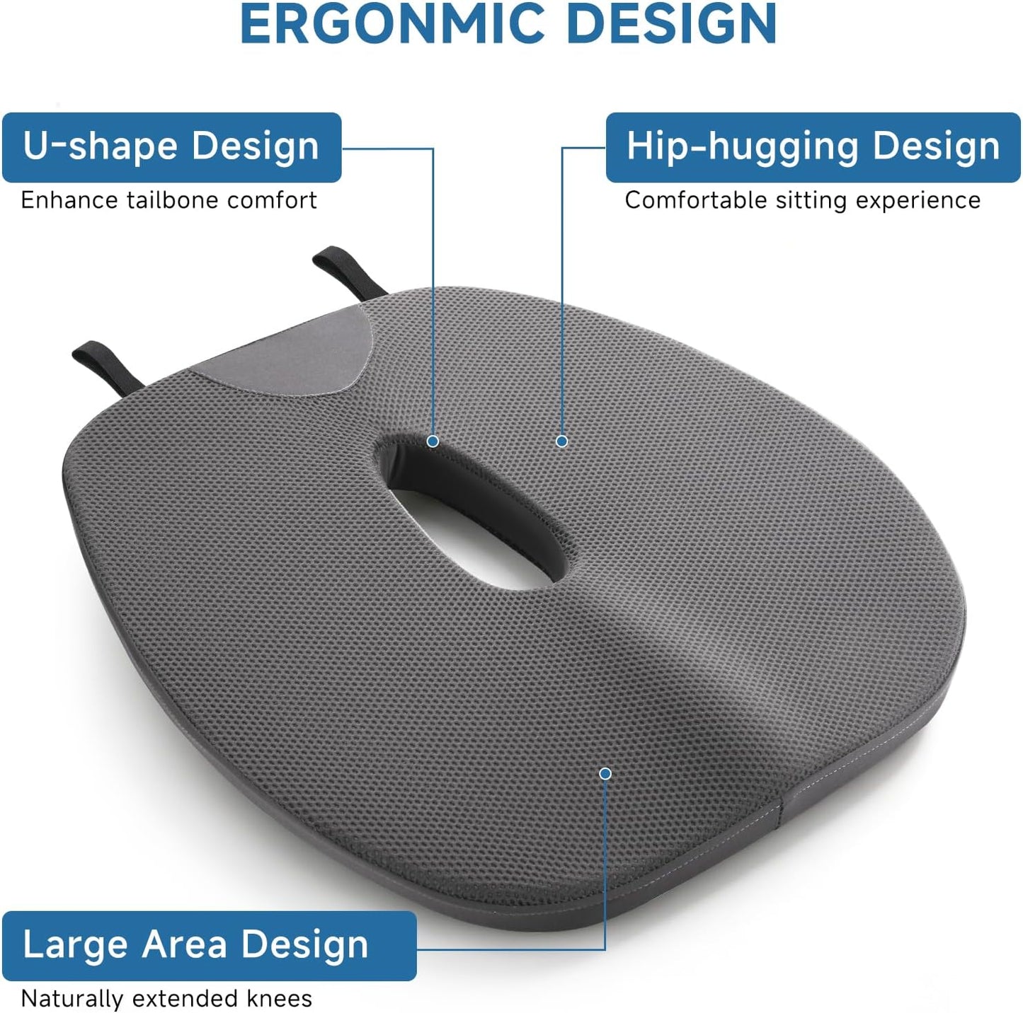 Car Seat Cushion for Driving Thin Seat Pad Drivers Seat Cushion | Better Visibility Sciatica Pain Relief High Density Memory Foam Breathable Mesh Non-Slip Base Machine Washable Cover