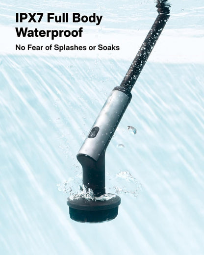 HOTO Swift™ Easycare Cordless Electric Spin Scrubber, for Bathroom, Tile | Extendable Handle, IPX7 Waterproof, with 4 Brush Heads, Shower Scrubber