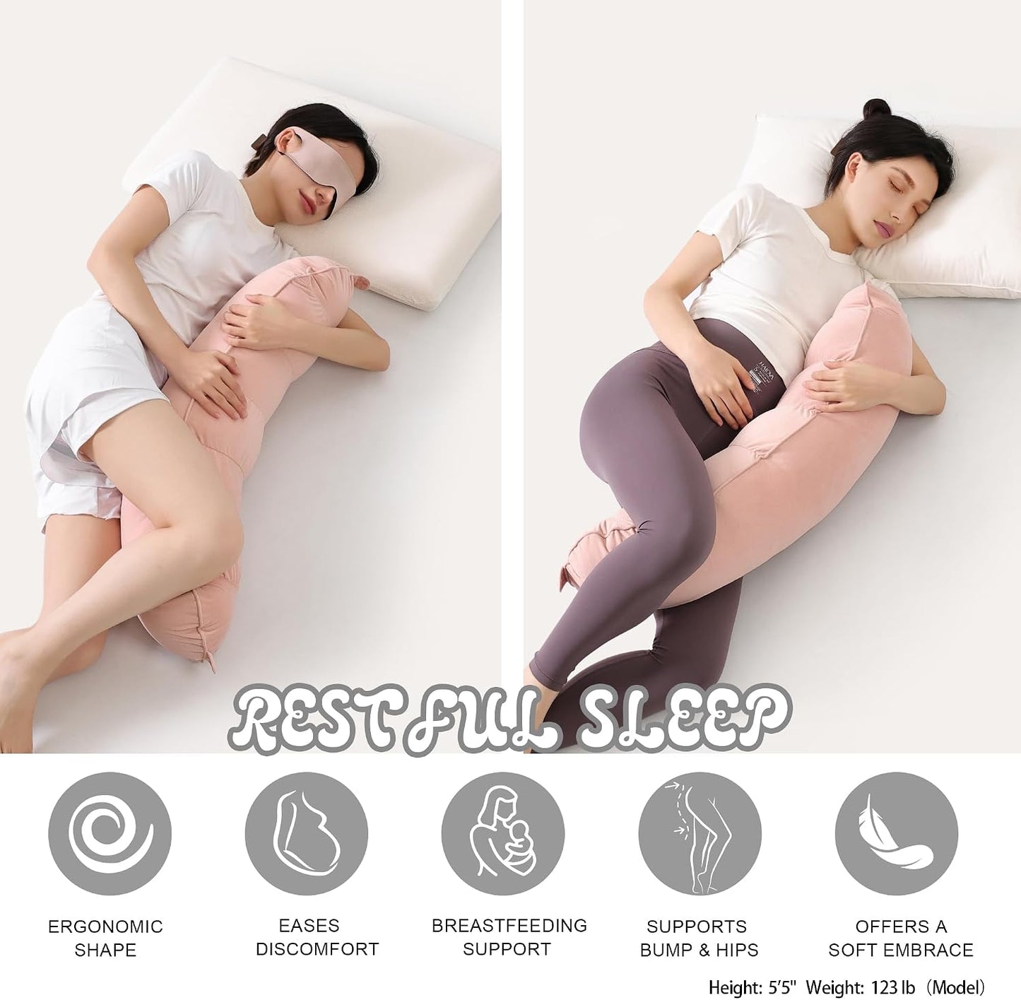 Peallow(Pat. Pend) – Long Round Body Pillow for Adults, Bolster Pillow for Sleeping, Soft and Supportive Pillow for Sleeping & Lumbar Support (Green-White, 29.5")