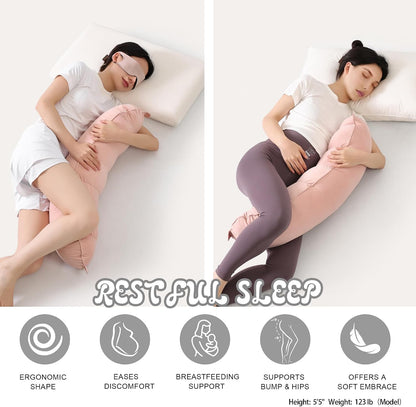 Peallow(Pat. Pend) – Long Round Body Pillow for Adults, Bolster Pillow for Sleeping, Soft and Supportive Pillow for Sleeping & Lumbar Support (Green-White, 29.5")