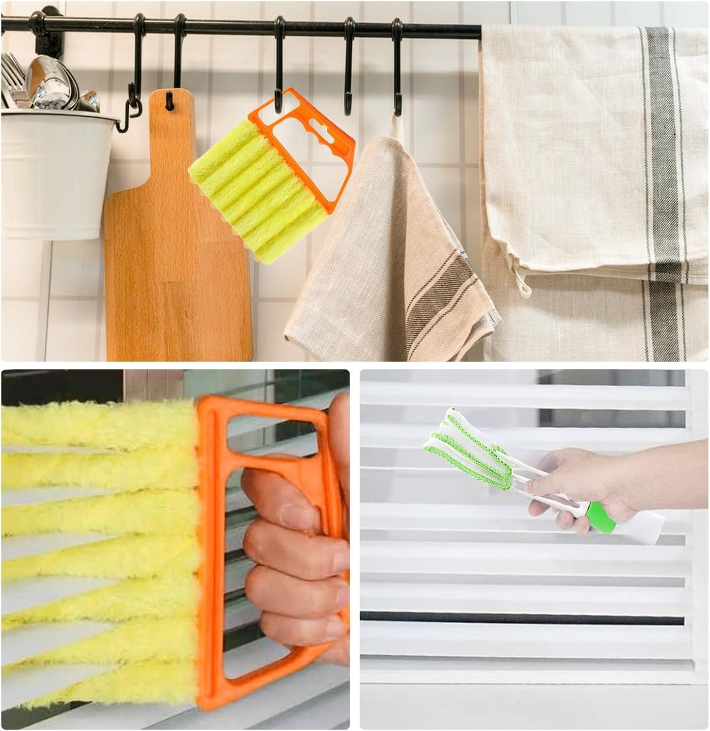 4Pcs Window Venetian Blind Cleaner Duster Tool,Venetian Washable Mini Handheld Brush,7 Fingers Dusting Cleaner and Air Vent Cleaner for Wood Blinds,Air Conditioner Vents,Fans Vents