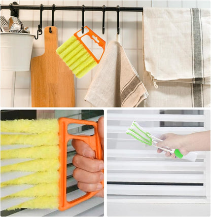 4Pcs Window Venetian Blind Cleaner Duster Tool,Venetian Washable Mini Handheld Brush,7 Fingers Dusting Cleaner and Air Vent Cleaner for Wood Blinds,Air Conditioner Vents,Fans Vents