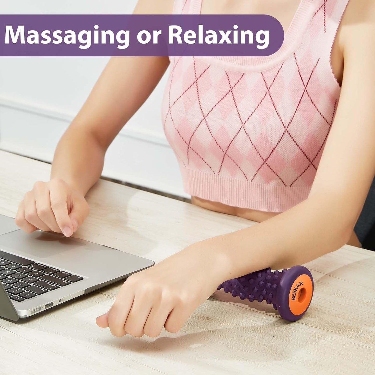 BESKAR Foot Massage Roller for Plantar Fasciitis Relief | Pressure Point and Deep Tissue Massages, Relieving Feet Arch Heel Pain, Myofascial Pain Syndrome, Portable Reflexology Tool