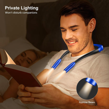 Gritin Book Light, Eye Caring 3 Colors & Dimmable Brightness Reading Light | Bendable Arms, 80+Hrs Runtime, Neck Round Design, Comfortable & Lightweight Neck Light for Reading in Bed, Crafting, Knitting