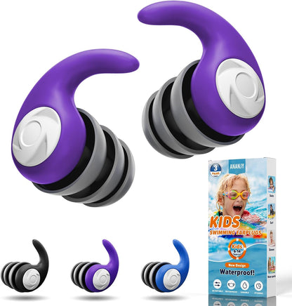Waterproof Swimming Ear Plugs for Adults Kids, 3 Pairs Soft Silicone