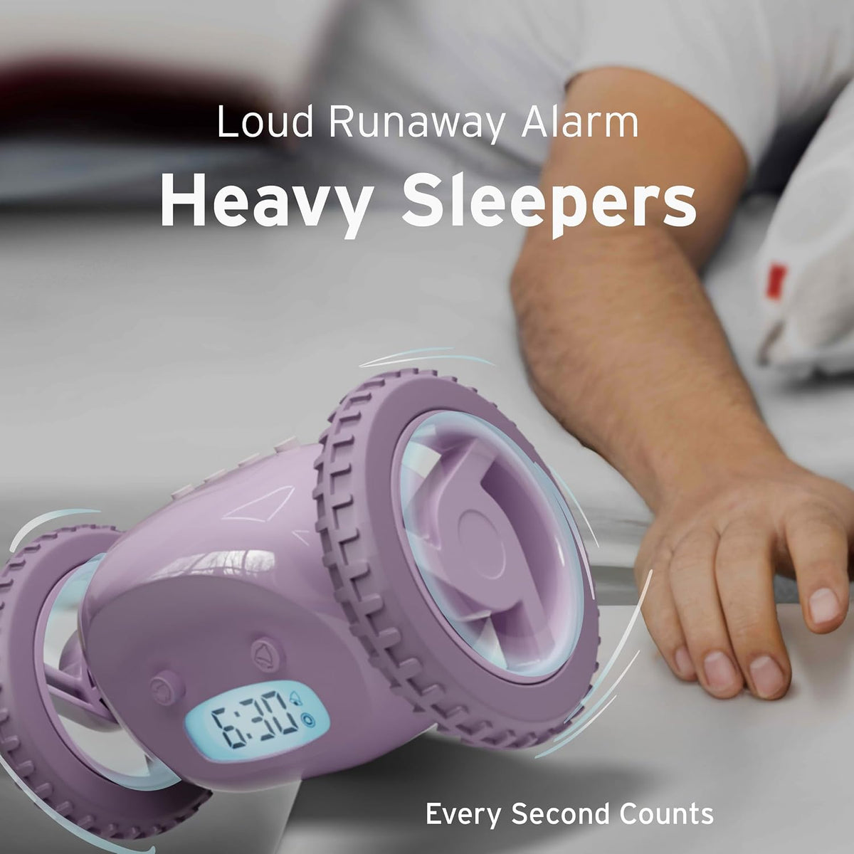 CLOCKY Alarm Clock on Wheels – Loud Rolling Alarm Clock for Heavy Sleepers