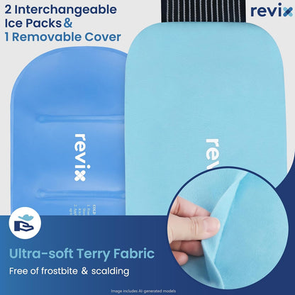 REVIX Ice Pack for Injuries Reusable, 2-Pack Hot & Cold Gel Wrap with Strap