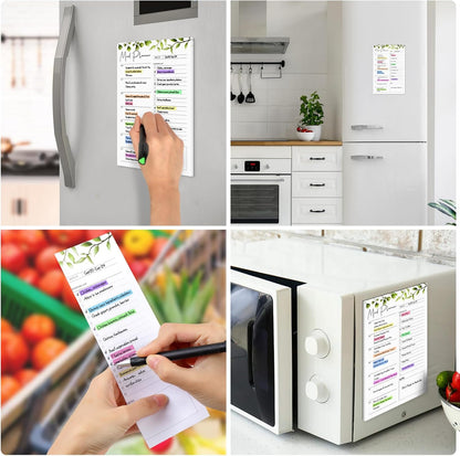 2 PCS Weekly Meal Planner Magnetic for Fridge 8.3x5.5”, Undated Meal Planner and Grocery List Tearable Shopping List, Magnetic Menu Planner for Fridge for Weekly Plan - 50 Pages/Book