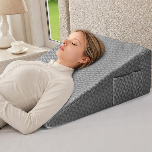Nordjager Leg Elevation Pillow, 8 Inch Memory Foam Support Cushion | Elevate Legs With Ergonomic Wedge Support; Memory Foam Cushion Provides Pressure Relief With Soft Washable Cover.