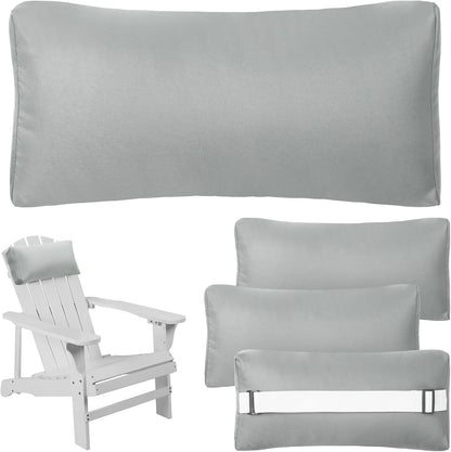 Headrest Pillow for Patio Chaise Lounge Chair, 4 Pack Outdoor Chaise Pillows with Adjustable Elastic Stripe Head Resting Pillows for Recliner Office Chair, Dark Gray
