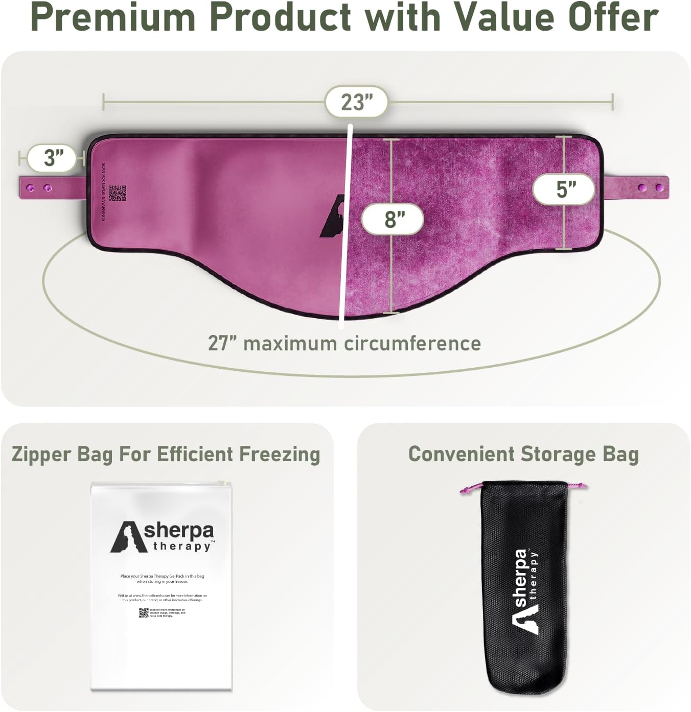 Flexible Neck Ice Pack Wrap, Soft Gel Ice Pack for Pain Relief, Hands-Free, Cervical Recovery (8" x 23") - Purple