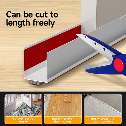 2 Pack Weather Stripping Door Seal, 36” Length Cuttable Door Draft Stopper, Strong Adhesive Door Sweep for Exterior and Interior Doors (2, White)