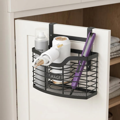 Hair Tool Organizer, Hair Dryer Holder for Bathroom Vanity Counter Cabinet | Dresser Blow Dryer Holder, No Drilling Wall Mount Storage Basket for Blow Dryers, Shaver, Comb, Curling Iron, Straightener