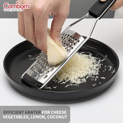 Cambom Lemon Zester Grater Three-piece Suit - Heavy Duty Kitchen Tool for Parmesan Cheese, Ginger, Garlic, Nutmeg, Chocolate, Vegetables，Fruits，Stainless Steel Grater Dishwasher Safe Black | 304 Stainless Steel, Sharp Tool for Parmesan Cheese, Ginger,
