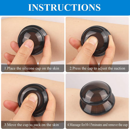 Silicone Cupping Therapy Sets (Set of 3), Cupping Kit for Massage Therapy