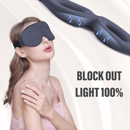 YIVIEW Sleep Mask for Side Sleeper, Complete Light Blocking 3D Sleeping Eye Mask, Soft Breathable Eye Cover for Women Men, Relaxing Zero Pressure Night Blindfold | Soft Breathable Eye Cover for Women Men, 3D Sleeping Eye Mask Black, Relaxing Travel