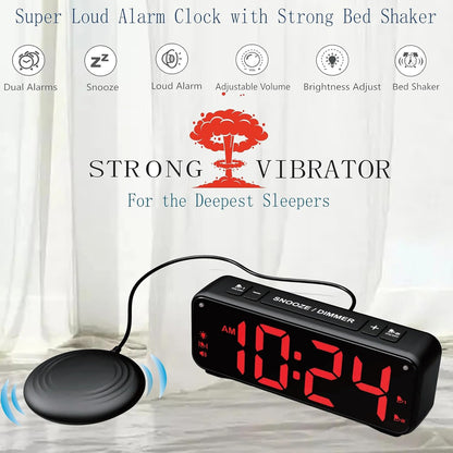 Multifunctional USB Charging Vibratings Alarm Clock with Bed Shaker for Heavy Sleepers with Strong