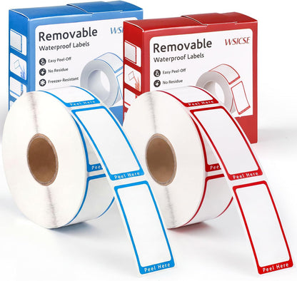 1200 Blank Freezer Labels with Dispenser, 1 x 2 in, Removable, Red/Blue | Writable Food Labels, Easy Peel, No Residue, Freezer-Safe Adhesive, Waterproof, For Jars, Containers And Storage Bags