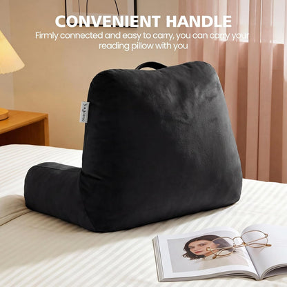 Reading Pillow with Adjustable Memory Foam,Adult Backrest with Arms, Back Pillow for Sitting in Bed with Washable Cover- Large, Gray