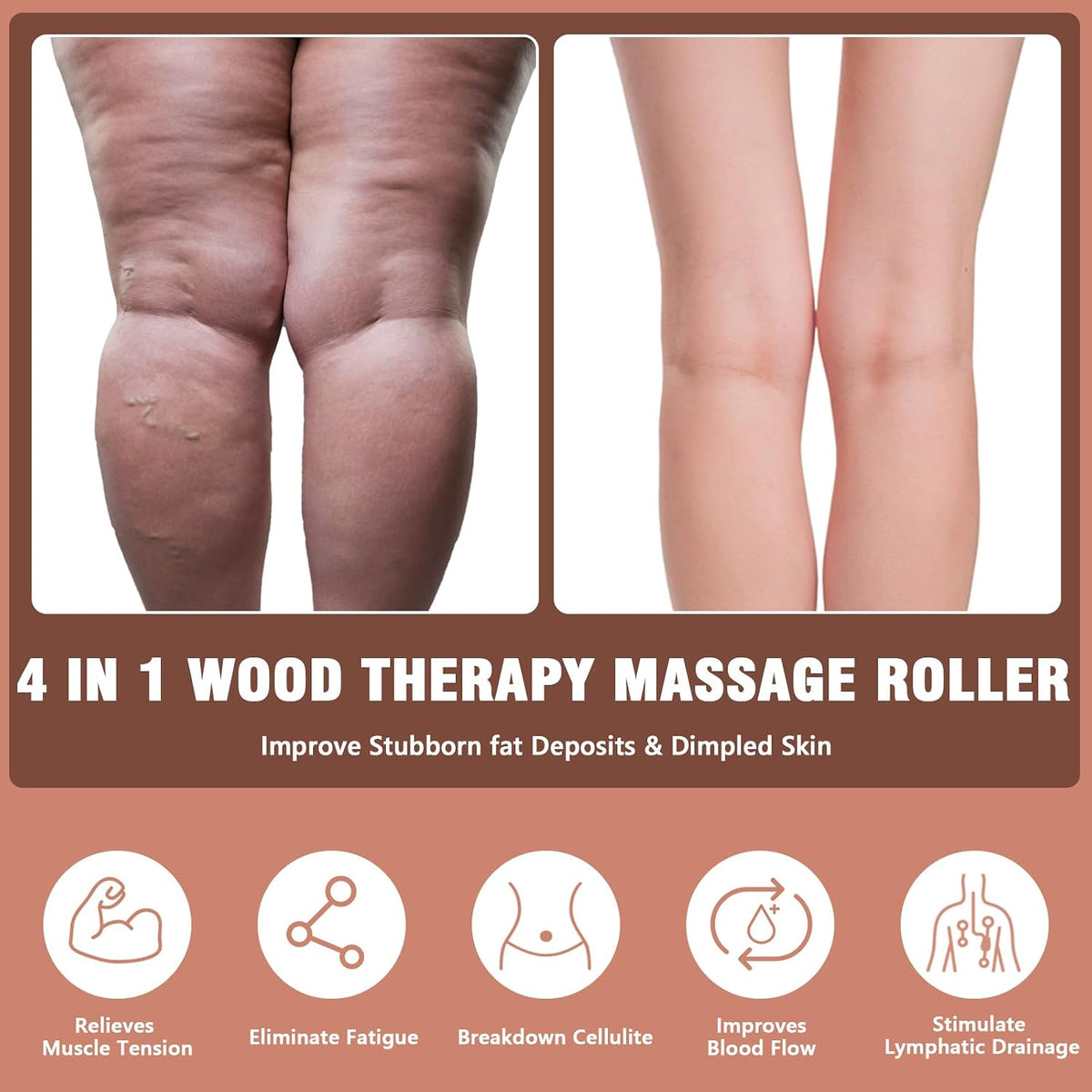 KintKita Wood Therapy Massage Tools 3 in 1,Wooden Lymphatic Drainage Massager, Body Sculpting Tools Cellulite Massager for Maderoterapia, Body Contouring, Relief Muscle, Anti-Cellulite