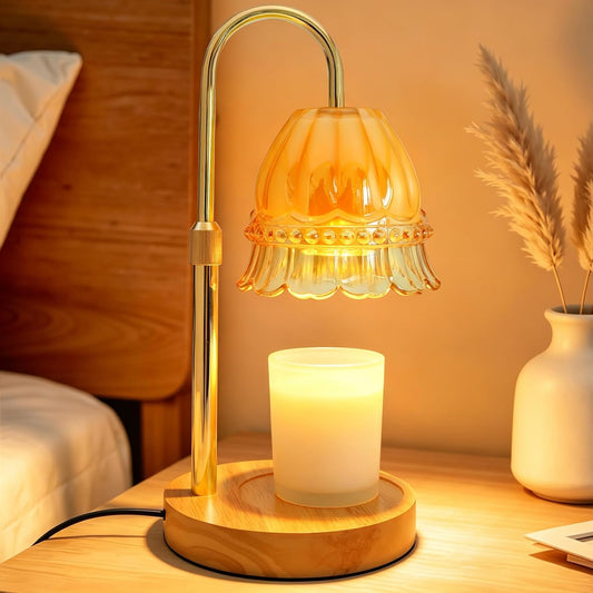 Candle Warmer Lamp with Timer,Birthday Gifts for Women Home Decor | Timer Dimmable,Height Adjustable,Glass Lampshade,Holiday Gift,Includes 2 Bulbs