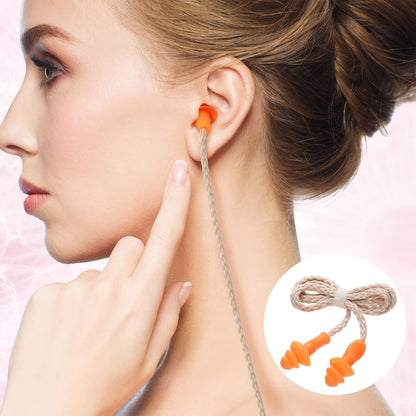 20 Pairs Corded Ear Plugs Reusable Silicone Earplugs with String Banded Ear Plug for Sleeping Noise Cancelling Noise Reduction Hearing Protection(Blue-Orange)