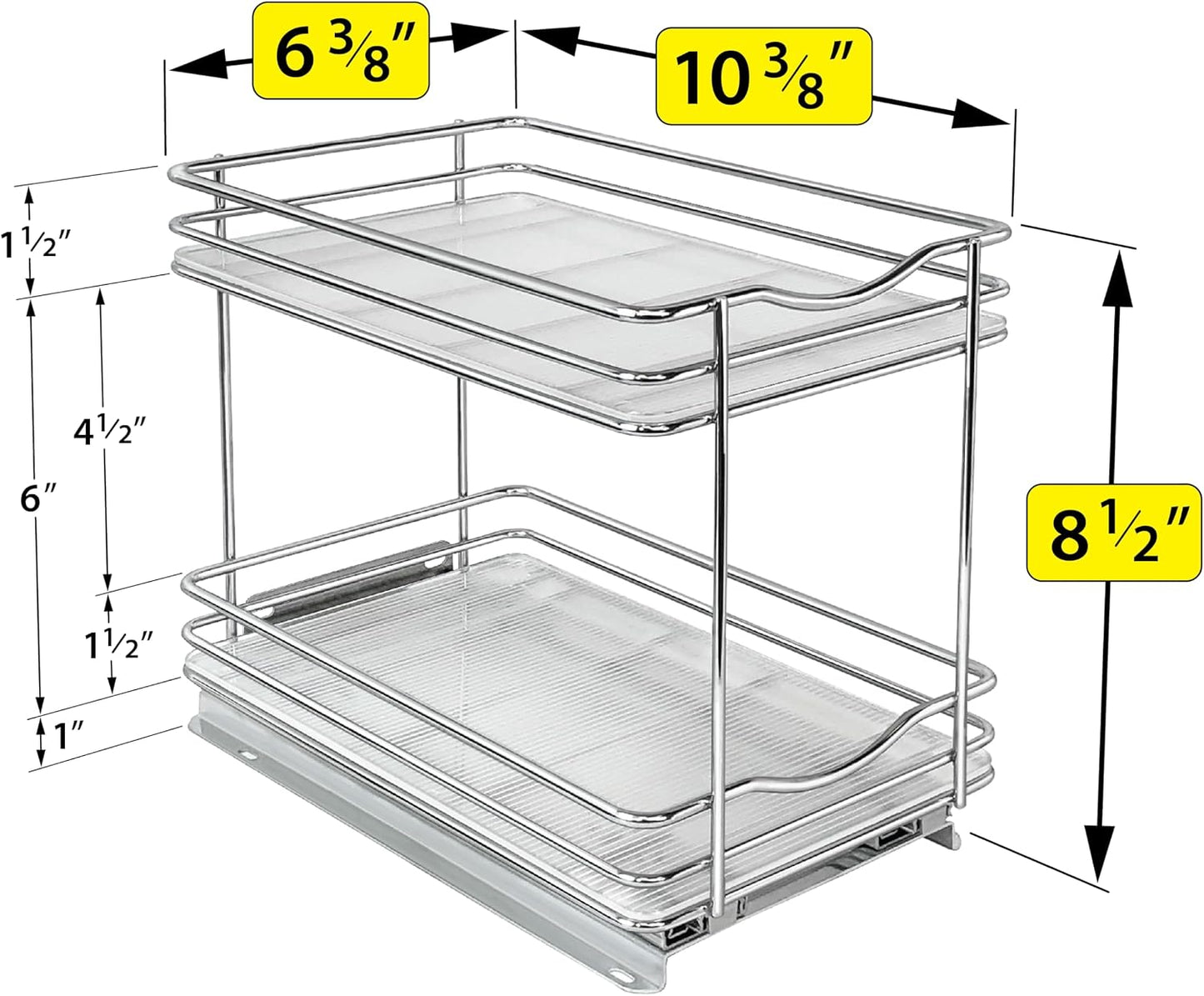LYNK PROFESSIONAL® Pull Out Spice Organization for Cabinets - 4-3/8 inch Wide – Spice Rack for Inside Cabinets, Slide Out Spice Rack Organizer for cabinet – Pull Out Spice Rack, Sliding 2 Tier Chrome