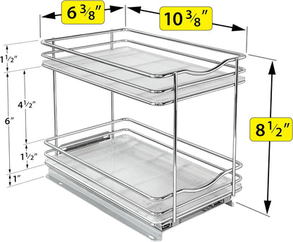 LYNK PROFESSIONAL® Pull Out Spice Organization for Cabinets - 4-3/8 inch Wide – Spice Rack for Inside Cabinets, Slide Out Spice Rack Organizer for cabinet – Pull Out Spice Rack, Sliding 2 Tier Chrome