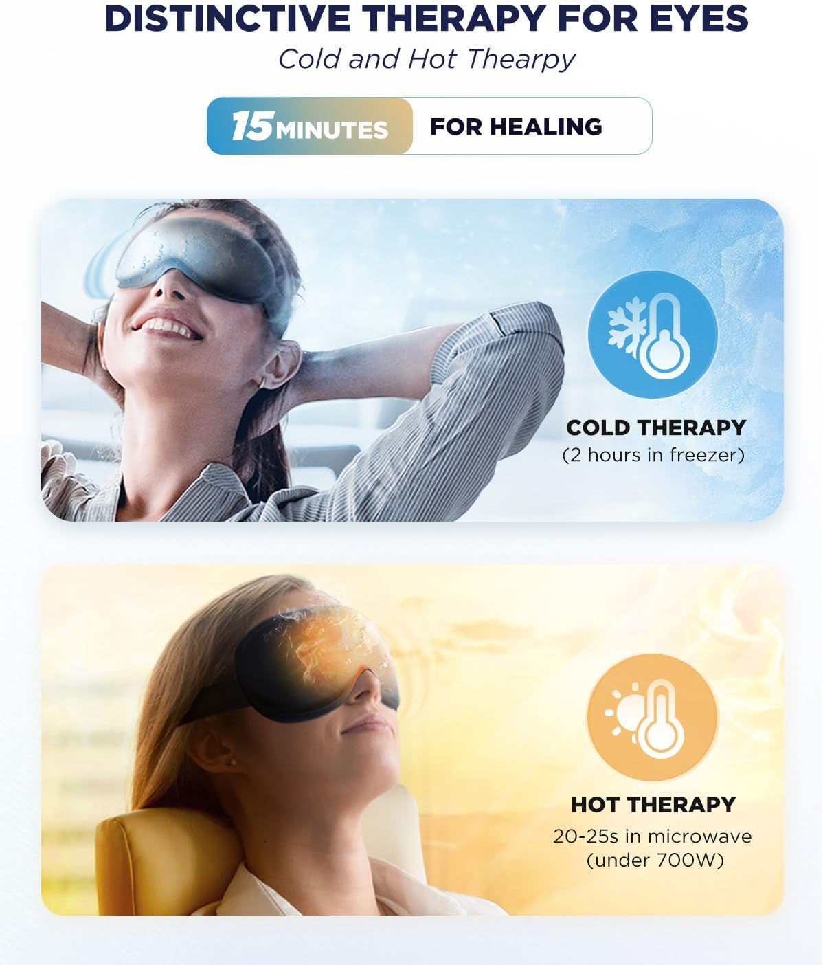 3D Cooling Gel Eye Mask - Reusable Cold Sleep Mask, Eyes Ice Pack with Hot & Cold Compress Therapy for Puffiness, Dark Circles, Dry Eyes, Headaches and Stress Relief (Black,1 Pack)