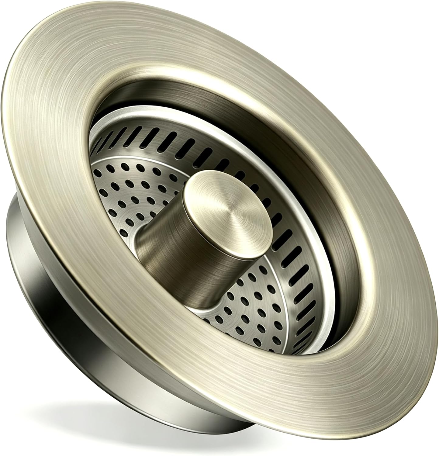 TGOSOMT Kitchen Sink Drain Strainer Stopper, Anti-Clog & Quick Drain | 3-IN-1 Design, Stainless Steel 304, Removable Strainer Basket, Corrosion & Scratch Resistant, Fits US Standard 3-1/2" Drain