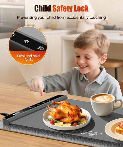 Warming Mat for Food, 26x15 Inch, Off White, Fast Heat, Child Lock