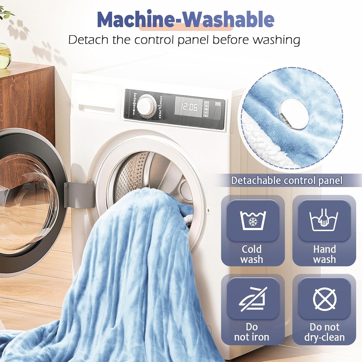 Wearable Heated Blanket with Foot Pocket, Electric Wearable Throw Blanket with Sleeves, Hood, Portable Heated Blanket with 8 Heat Settings, 1-10 Hours Auto Shut-off, Gift for Family, Friends, 50*70"