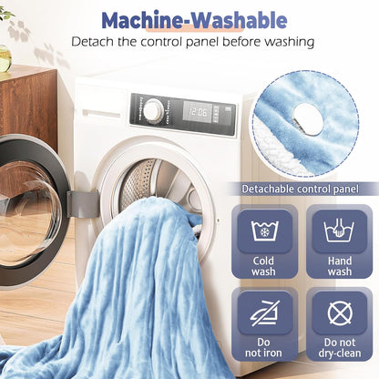 Wearable Heated Blanket with Foot Pocket, Electric Wearable Throw Blanket with Sleeves, Hood, Portable Heated Blanket with 8 Heat Settings, 1-10 Hours Auto Shut-off, Gift for Family, Friends, 50*70"