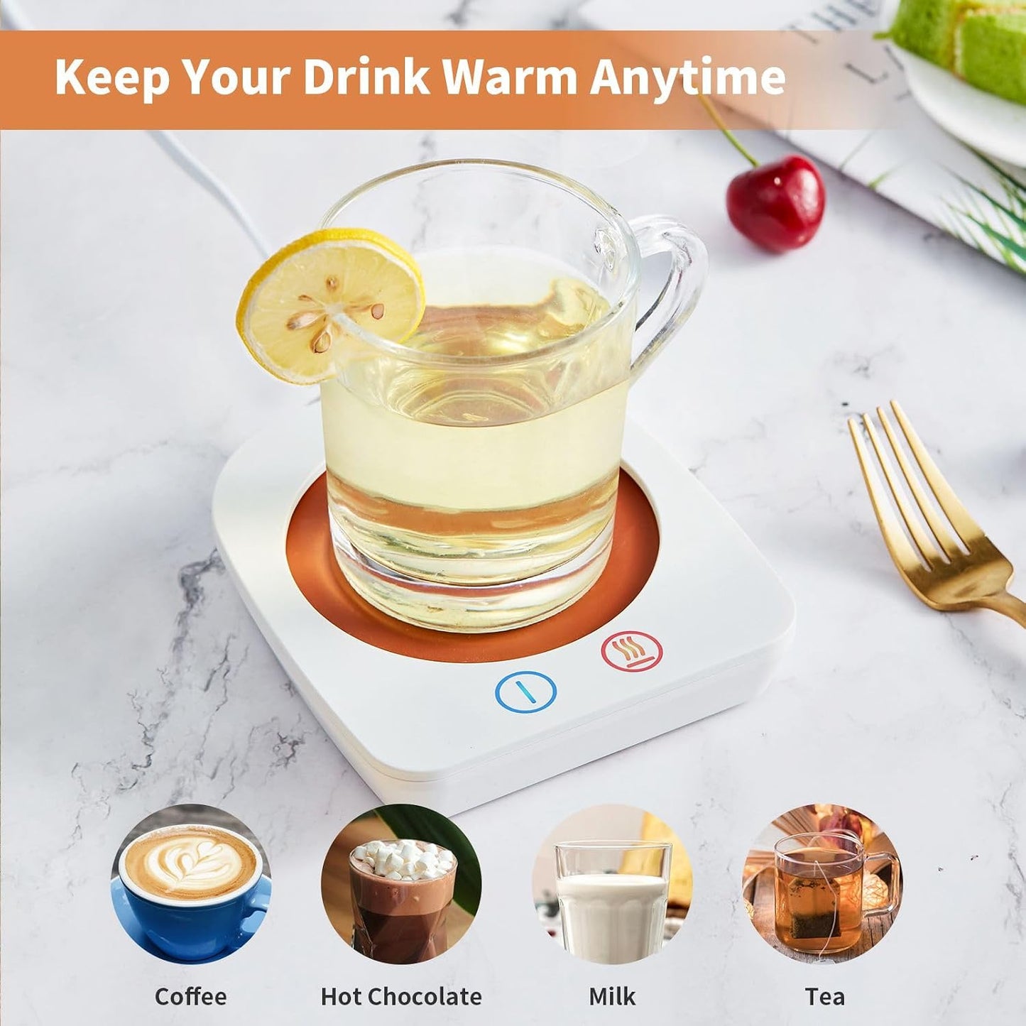 VOBAGA Coffee Mug Warmer, 4 Hours Auto Shut Off Cup Warmer for Office Home Desk with 3 Temperature Settings, Electric Beverage Warmer for Cocoa,Tea, Milk, Soup, for Coffee Gifts, Sky Blue (No Cup)