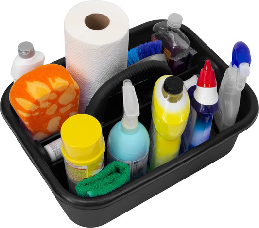 Akro-Mils 09185 Plastic Tote Tool & Supply Cleaning Caddy with Handle, (18-3/8-Inch x 13-7/8-Inch x 9-Inch), Blue (09185BLUE)