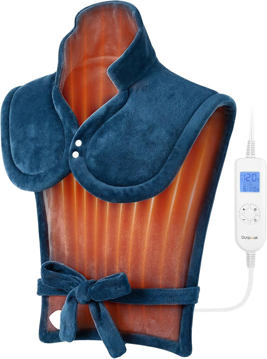 Heat Wrap for Neck Shoulder and Back, Fathers Day Ideal Gifts for Men Dad Him, Portable Weighted Warm Pad with 10 Heat 4 Timers 26"x 35"