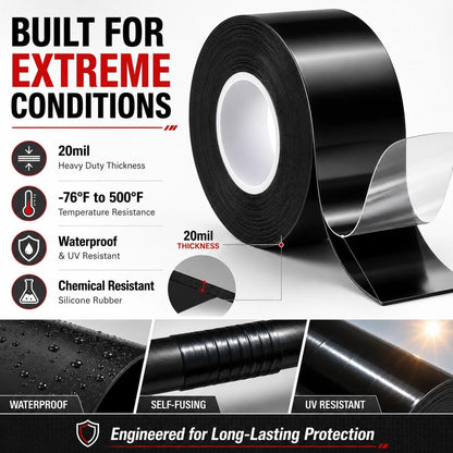 Self-Fusing Silicone Sealing Tape, Waterproof Repair Tape for Hose, Pipe, Electrical Cable, High Strength Leak Fix Wrap, Weatherproof Emergency Insulation Tape (1" x 5' x 20mil)