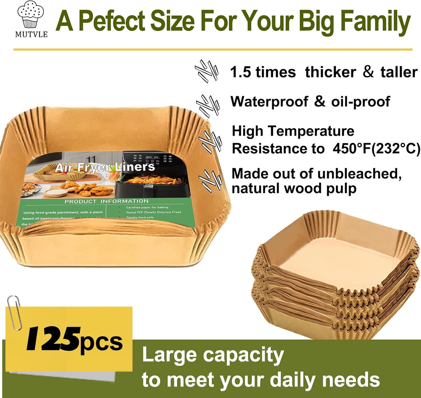 Air Fryer Liners for bella 4Qt Slim Air Fryer, Bella Air Fryer Accessories, Parchment Paper Liners Disposable Rectangular for Ninja Foodi 2-Basket, Instant Pot Vortex Plus, PowerXL Vortex(100Pcs)