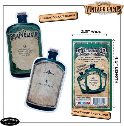 Front Porch Classics Brain Elixir – After Dinner RIDDLES Cards, Package may vary
