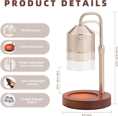 MOAFINA White Candle Warmer Lamp with Timer,Height Adjustable Dimmable