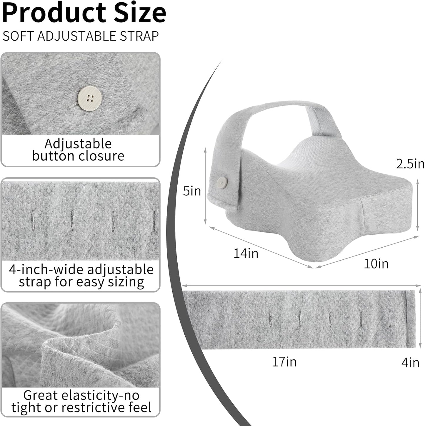 Pregnancy Knee Pillow for Side Sleepers with Strap, Memory Foam Leg Pillow for Sciatica Pain Relief, Hip & Back Support, Alignment Cushion for Pregnant Women, Post Surgery Leg Elevation (Gray)